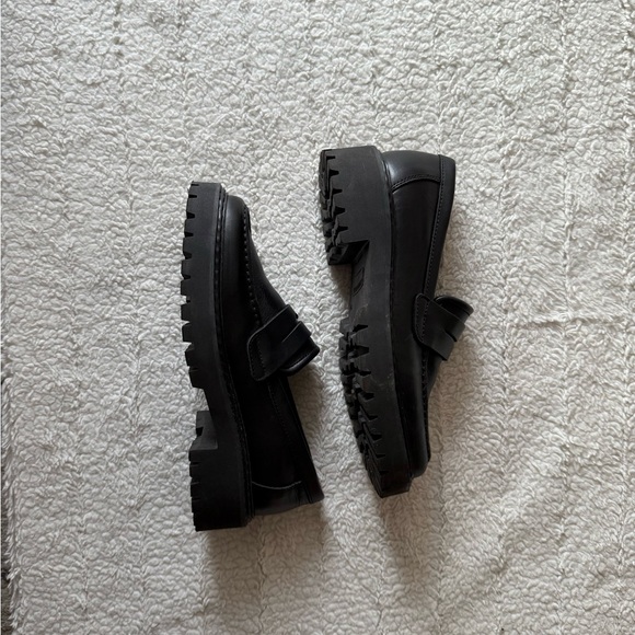 Shoes - Black Chunky Platform Loafers
